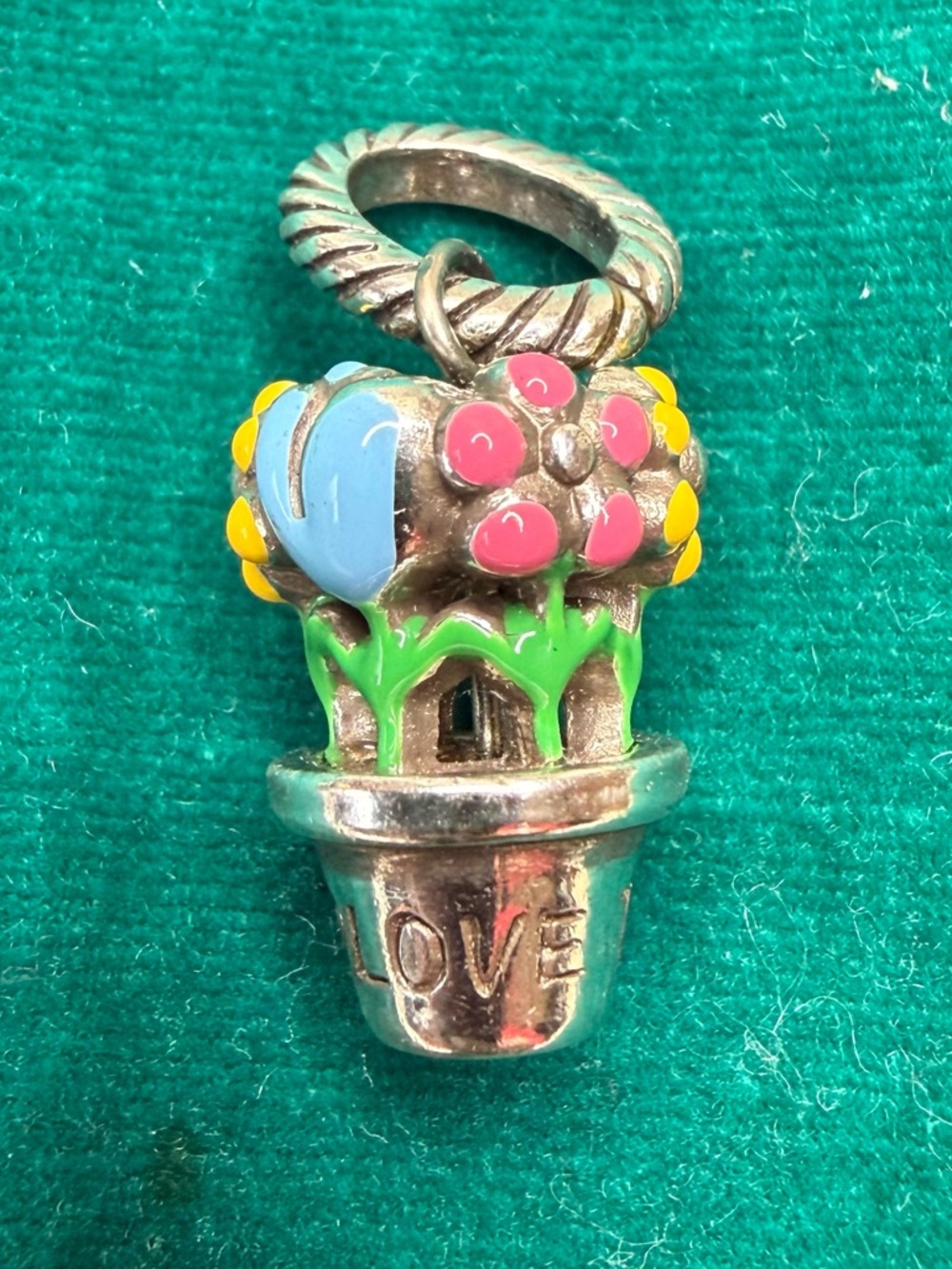 Brighton Enamel Flower Pot Charm with GROW LOVE Detail - Multicolor